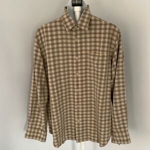 Tommy Bahama Vintage Tan/Gray Plaid Buttondown Shirt Sz. M